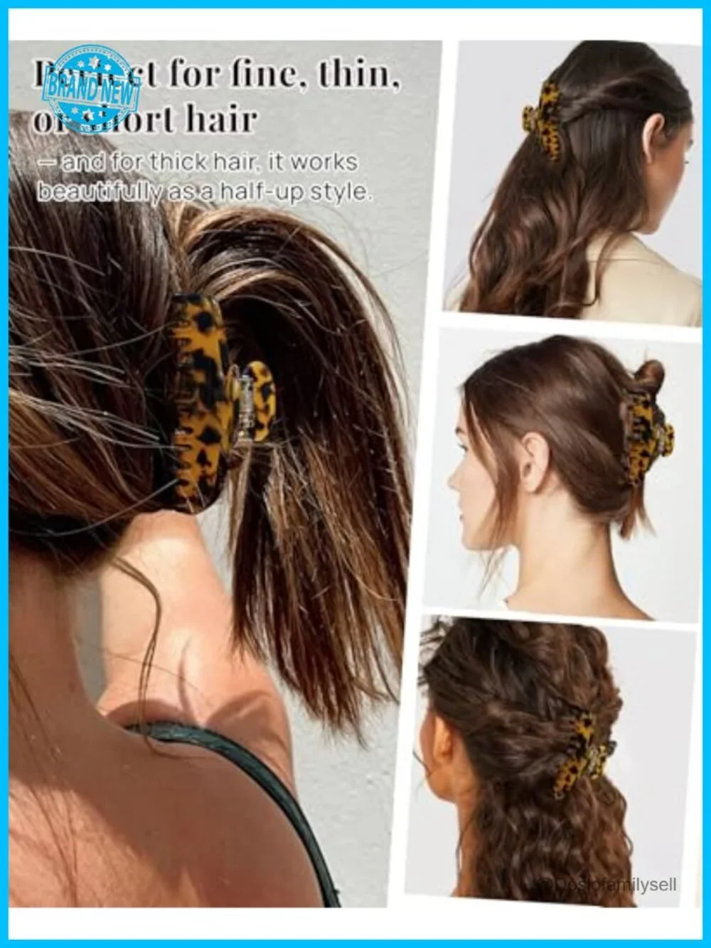 Acetate Double Row Teeth Hair Claw Clip for Thin Fine Straight Hair Non-Slip